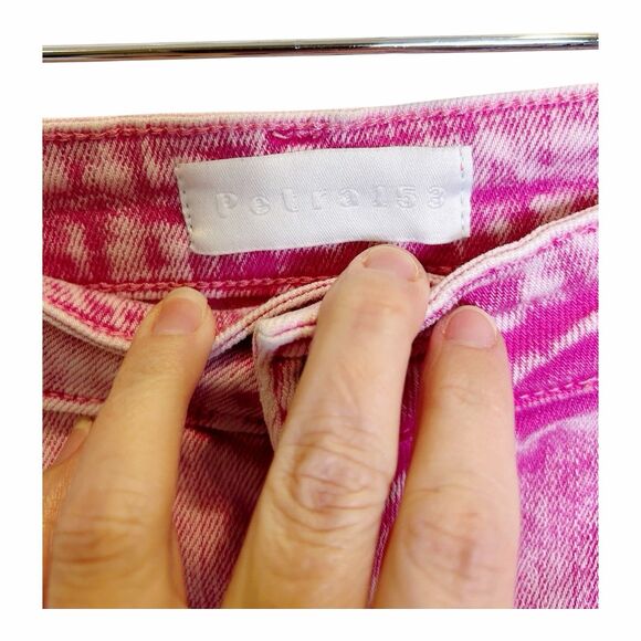 Petra153 Acid Wash Pink High Rise Straight Cropped Jeans Sz 13/30 - Picture 6 of 9